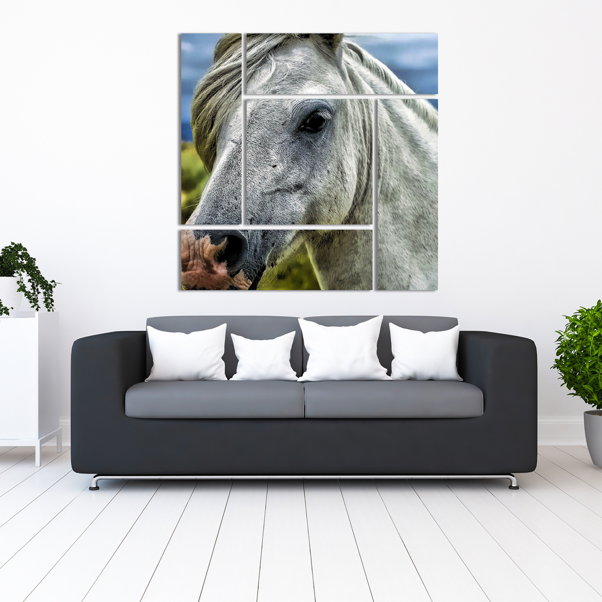 wall art gallery clusters and splits horse